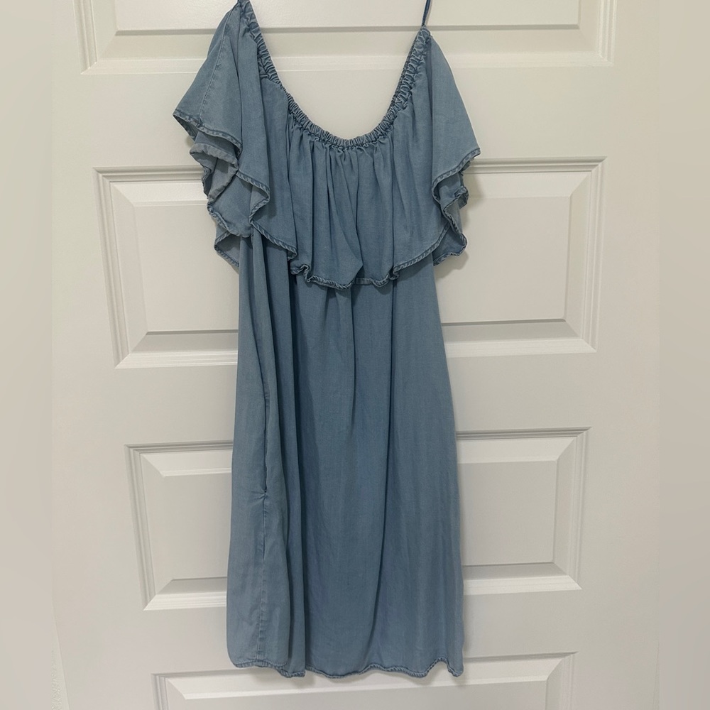 Strapless jeans soft material dress from Zara